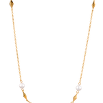 Mykonos Gold Pearl Necklace by LAVANA, freshwater pearl strand with geometric accents