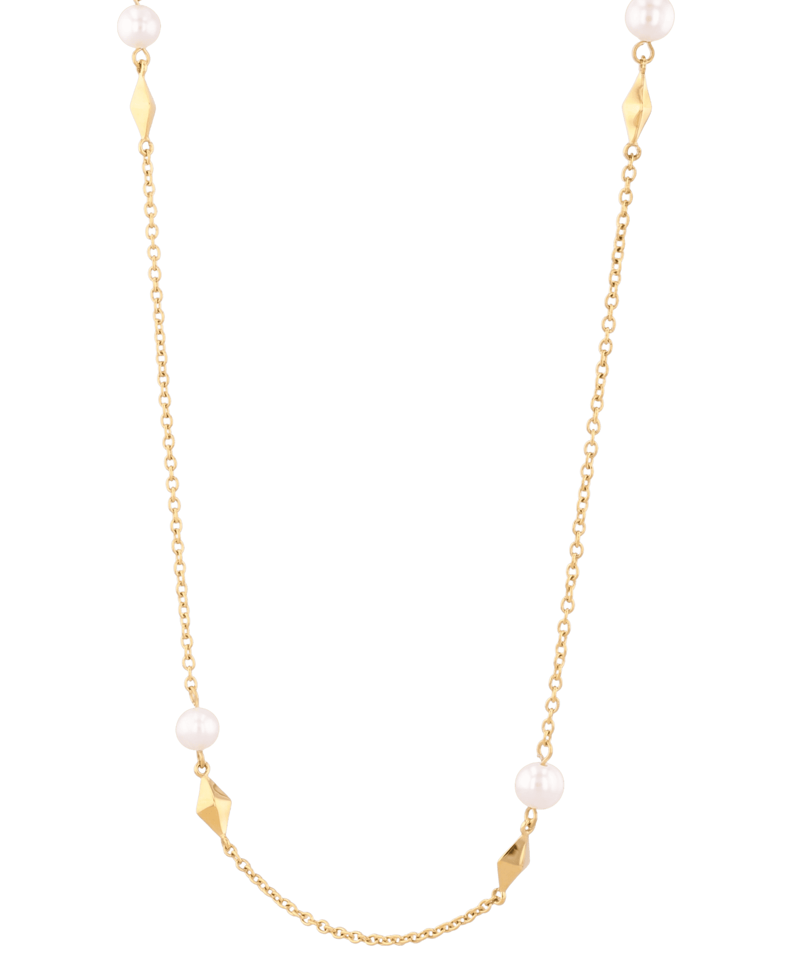 Mykonos Gold Pearl Necklace by LAVANA, freshwater pearl strand with geometric accents