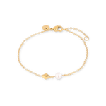 Mykonos Gold Pearl Bracelet by LAVANA, with geometric metal accent