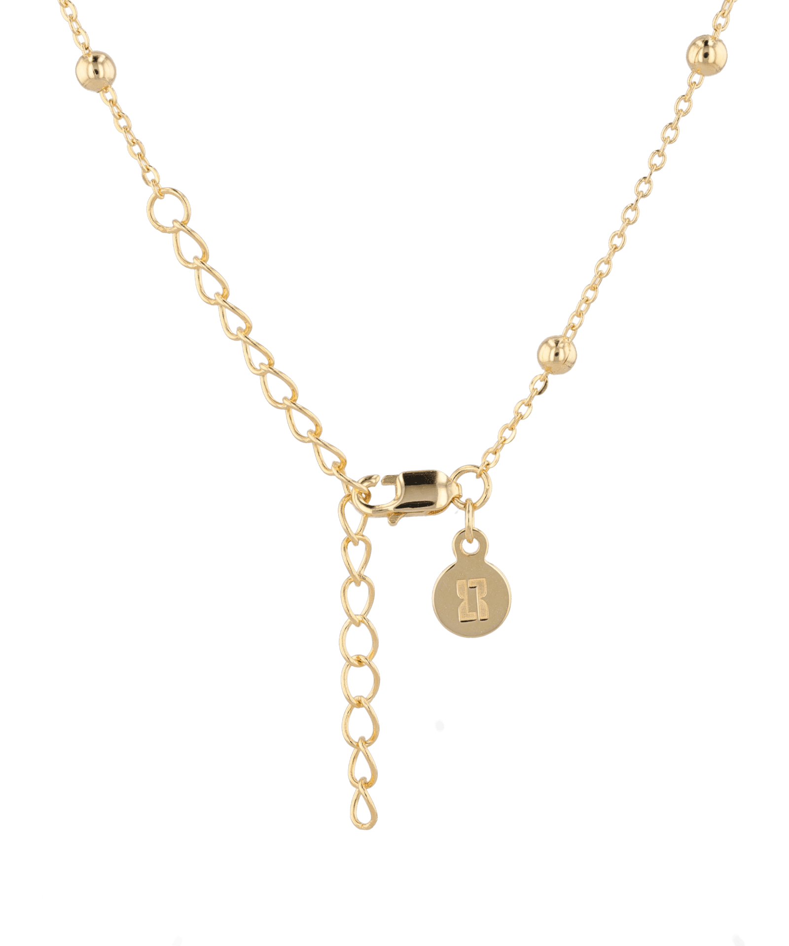 Nara Gold Station Chain Necklace by Lavana, with fine cable chain and polished bead stations, clasp
