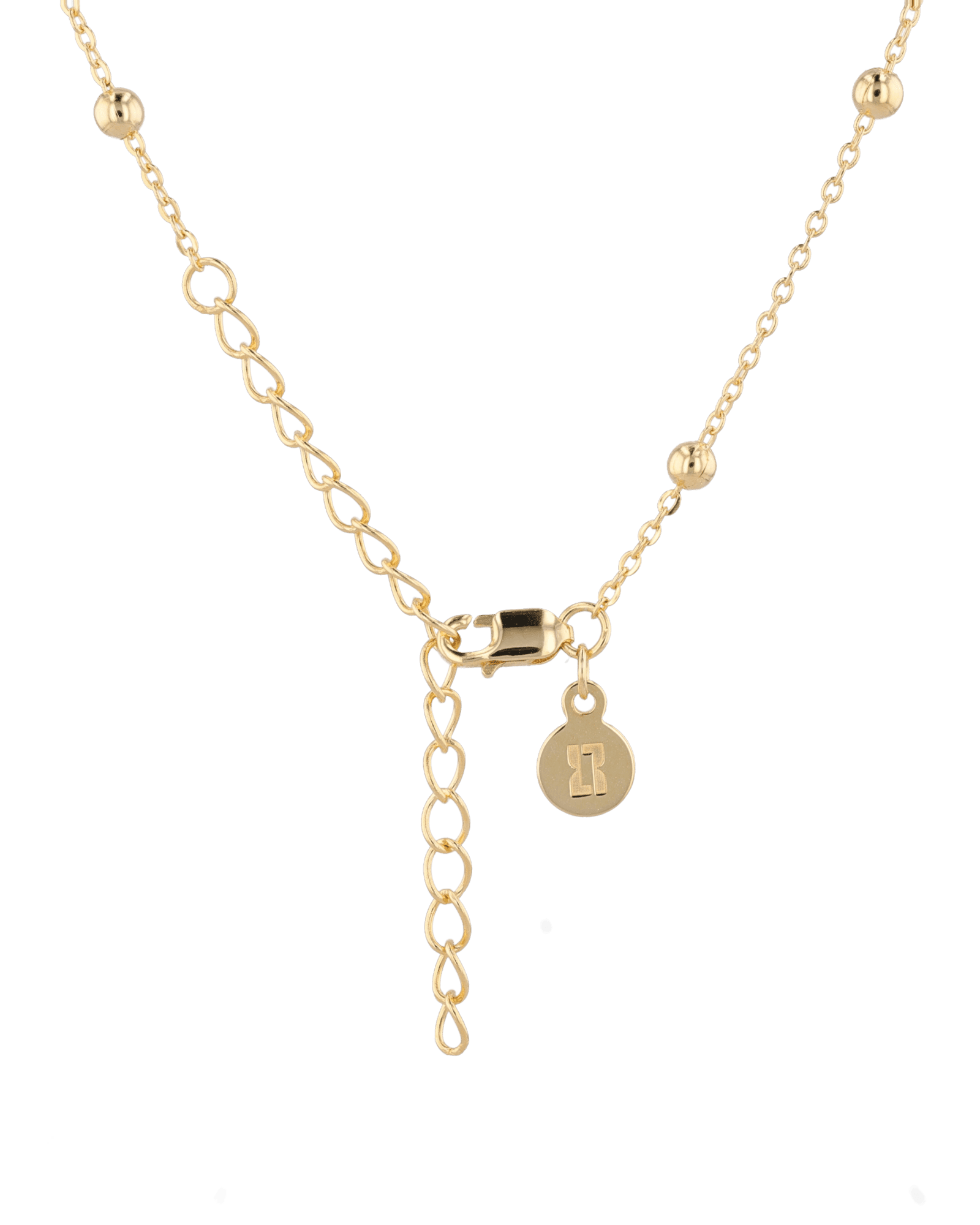 Nara Gold Station Chain Necklace by Lavana, with fine cable chain and polished bead stations, clasp