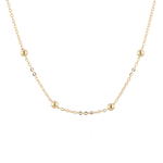 Nara Gold Station Chain Necklace by Lavana, with fine cable chain and polished bead stations, front view