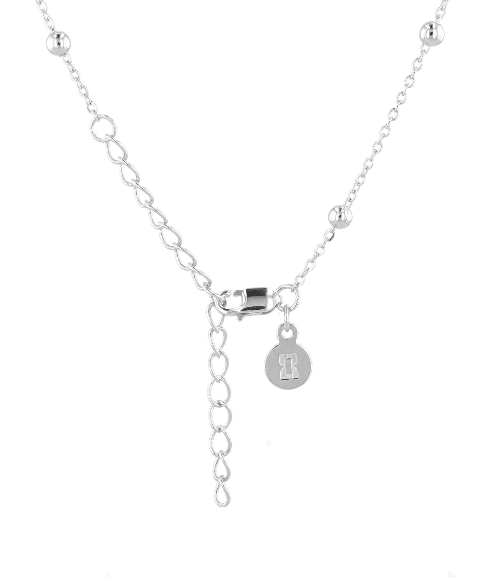 Nara Silver Station Chain Necklace by Lavana, with fine cable chain and polished bead stations, clasp