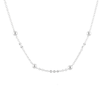 Nara Silver Station Chain Necklace by Lavana, with fine cable chain and polished bead stations, front view