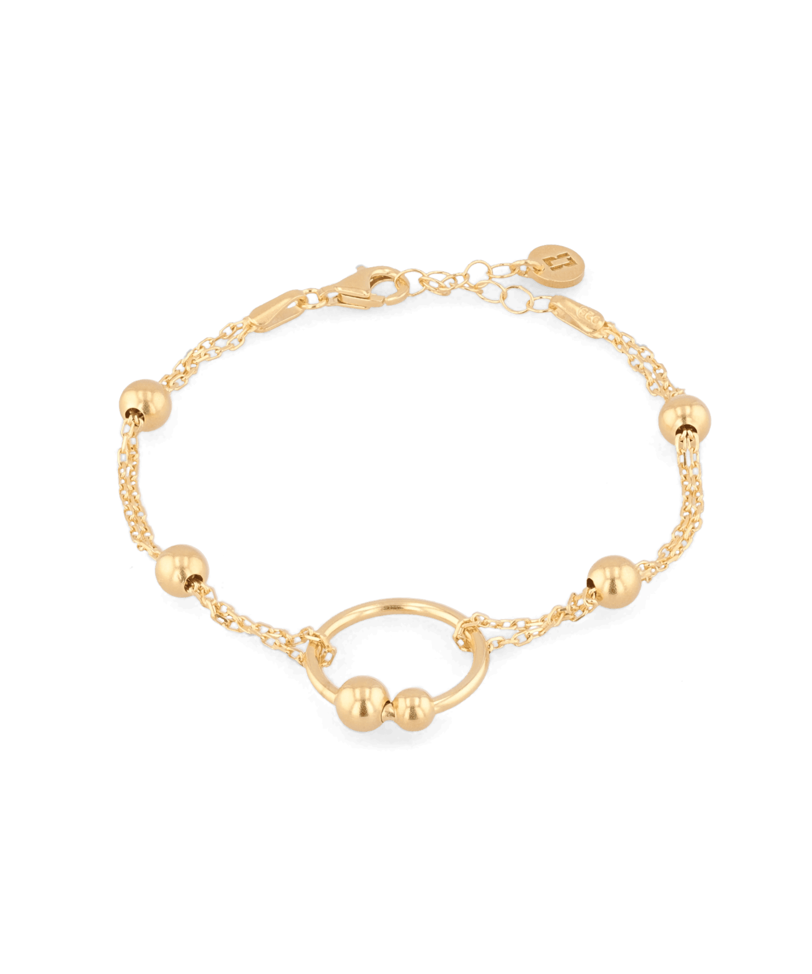 Nexus Gold Link Bracelet by Lavana, with open ring focal and bead stations - 1