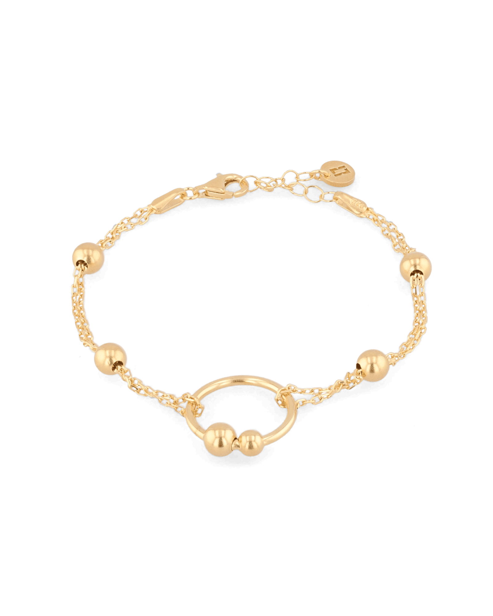 Nexus Gold Link Bracelet by Lavana, with open ring focal and bead stations - 1