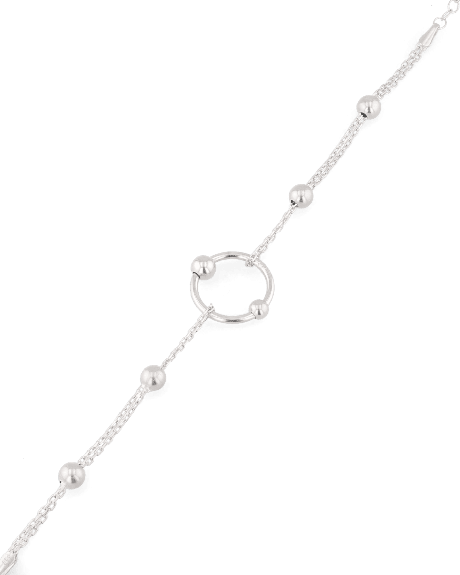 Nexus Silver Link Bracelet by Lavana, with open ring focal and bead stations - 2