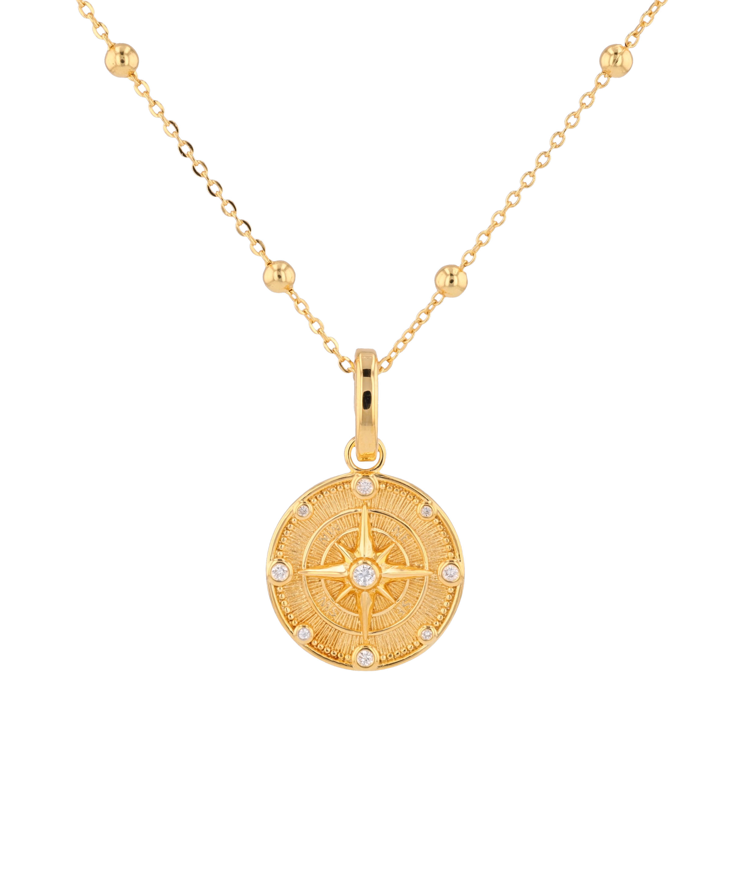 Northern Cross Diamond Pendant by Lavana in 18k gold plated sterling silver with diamond cardinal detail