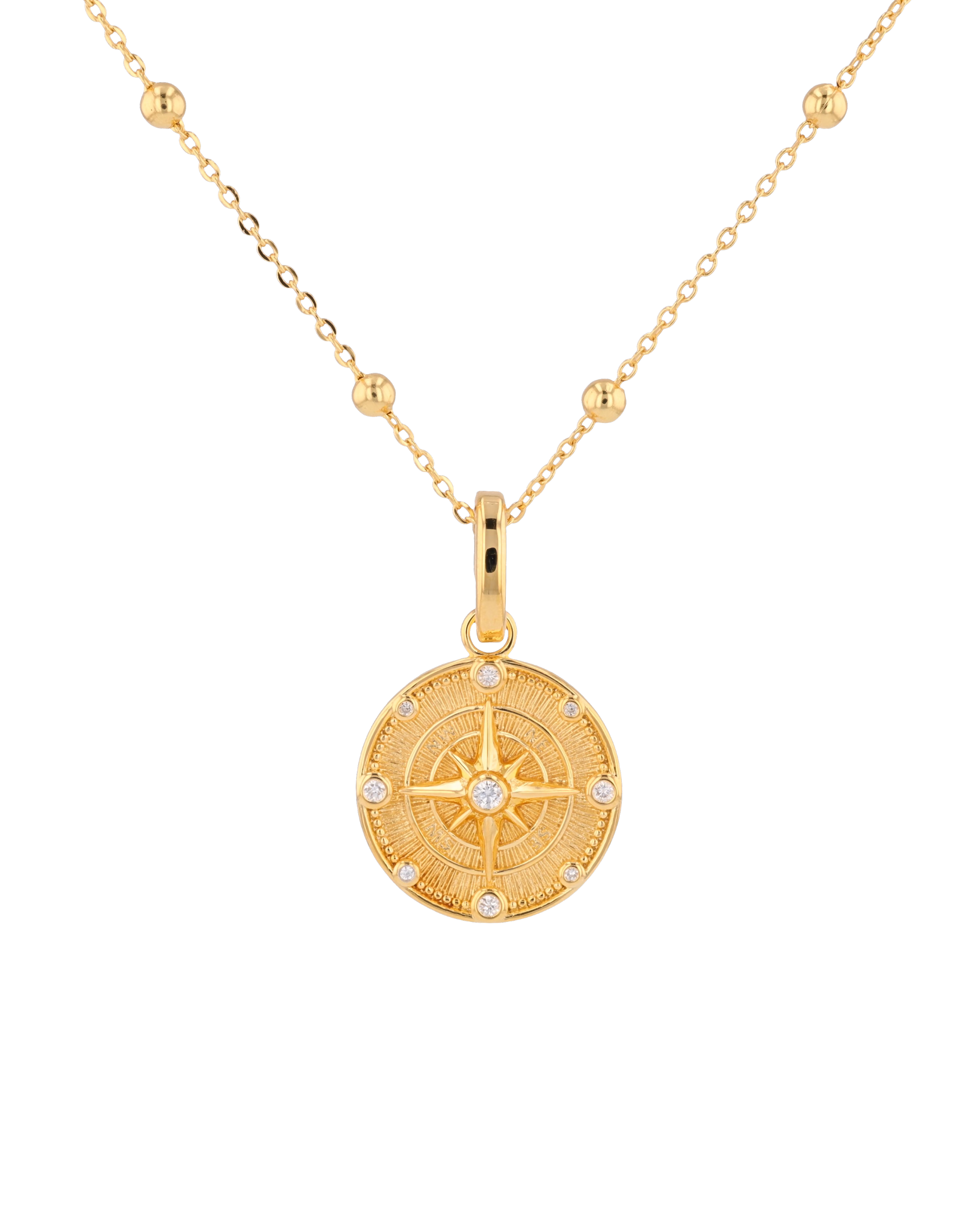 Northern Cross Diamond Pendant by Lavana in 18k gold plated sterling silver with diamond cardinal detail