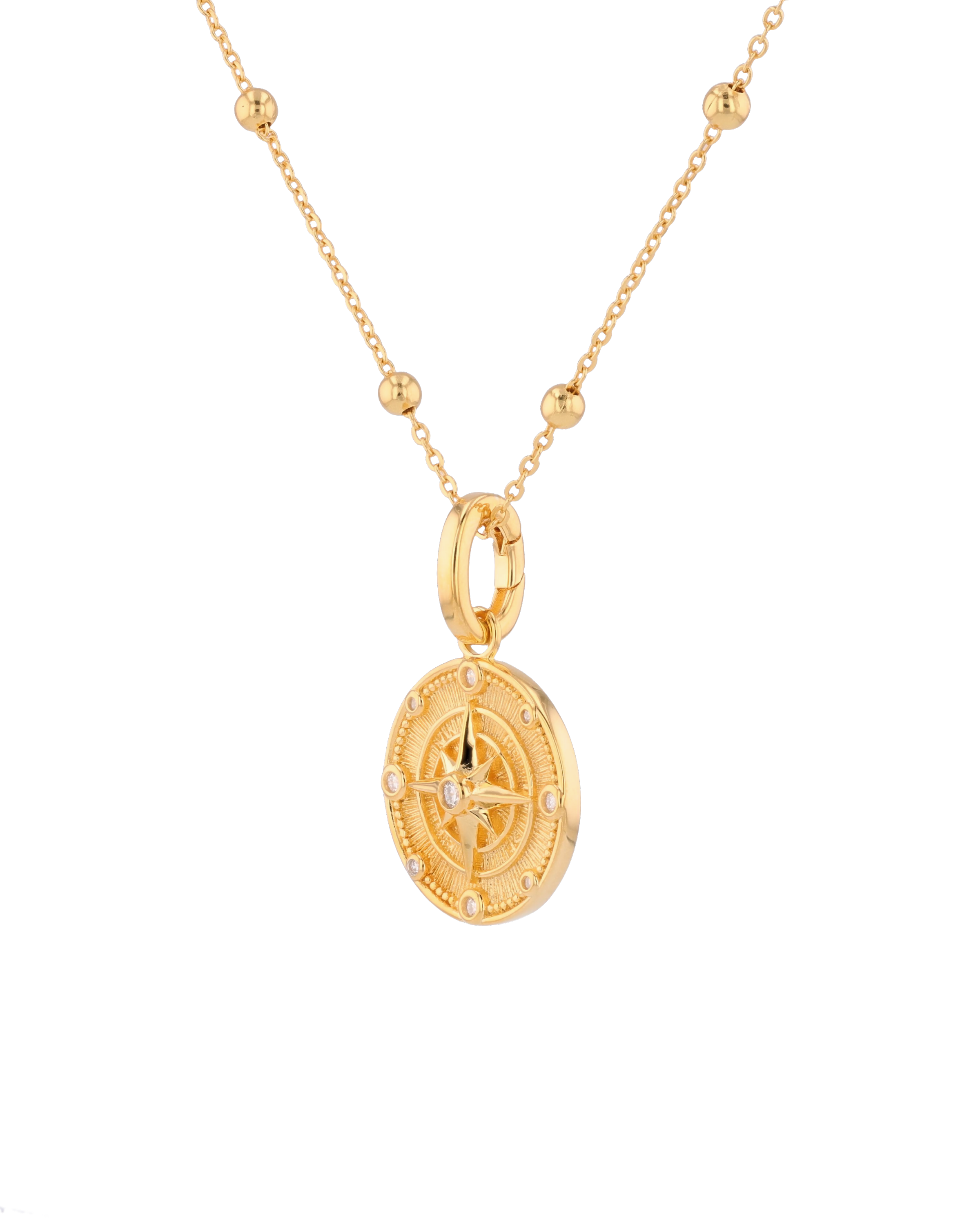 Northern Cross Diamond Pendant by Lavana in 18k gold plated sterling silver with diamond cardinal detail