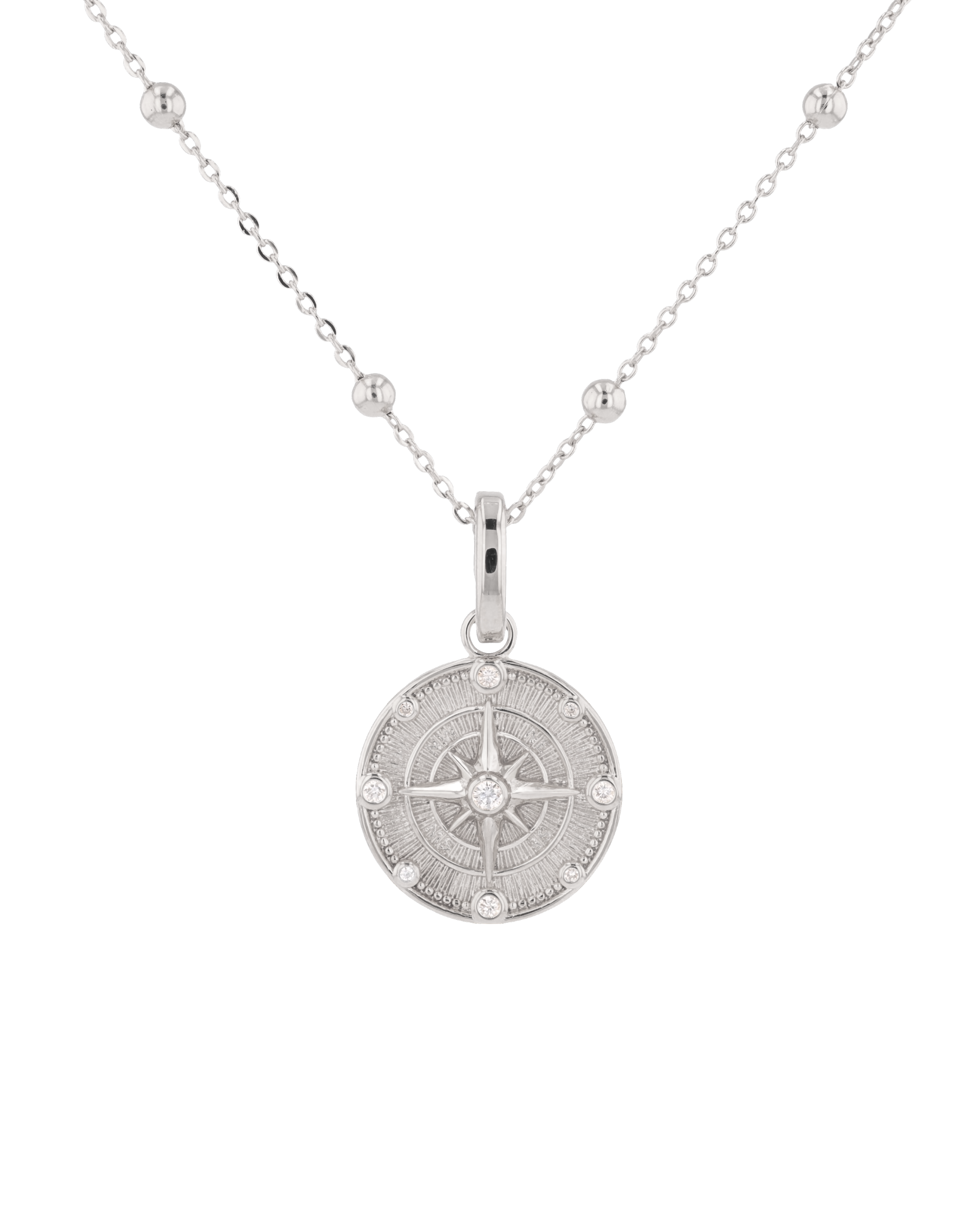 Northern Cross Diamond Pendant by Lavana in rhodium plated sterling silver with diamond cardinal detail