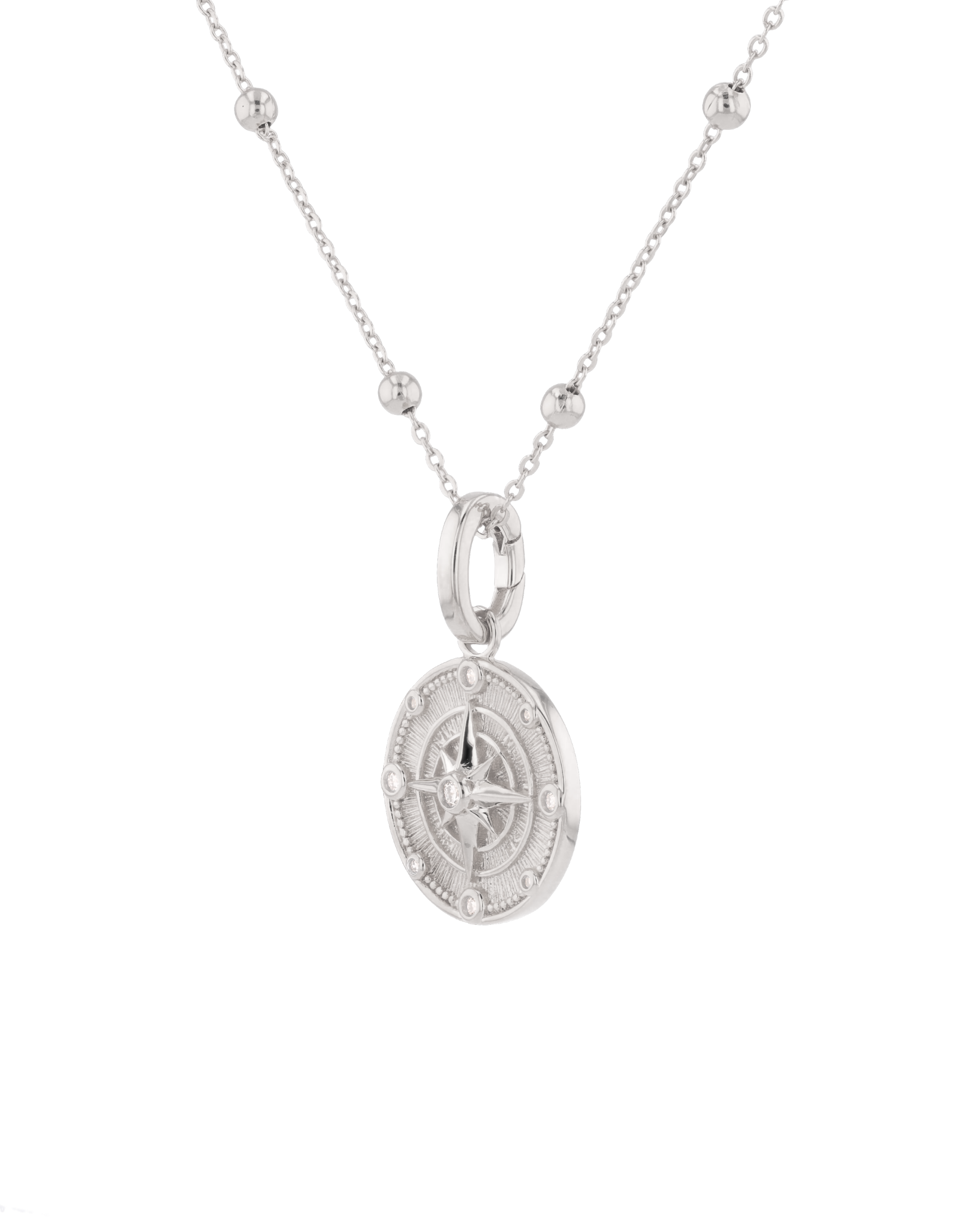 Northern Cross Diamond Pendant by Lavana in rhodium plated sterling silver with diamond cardinal detail
