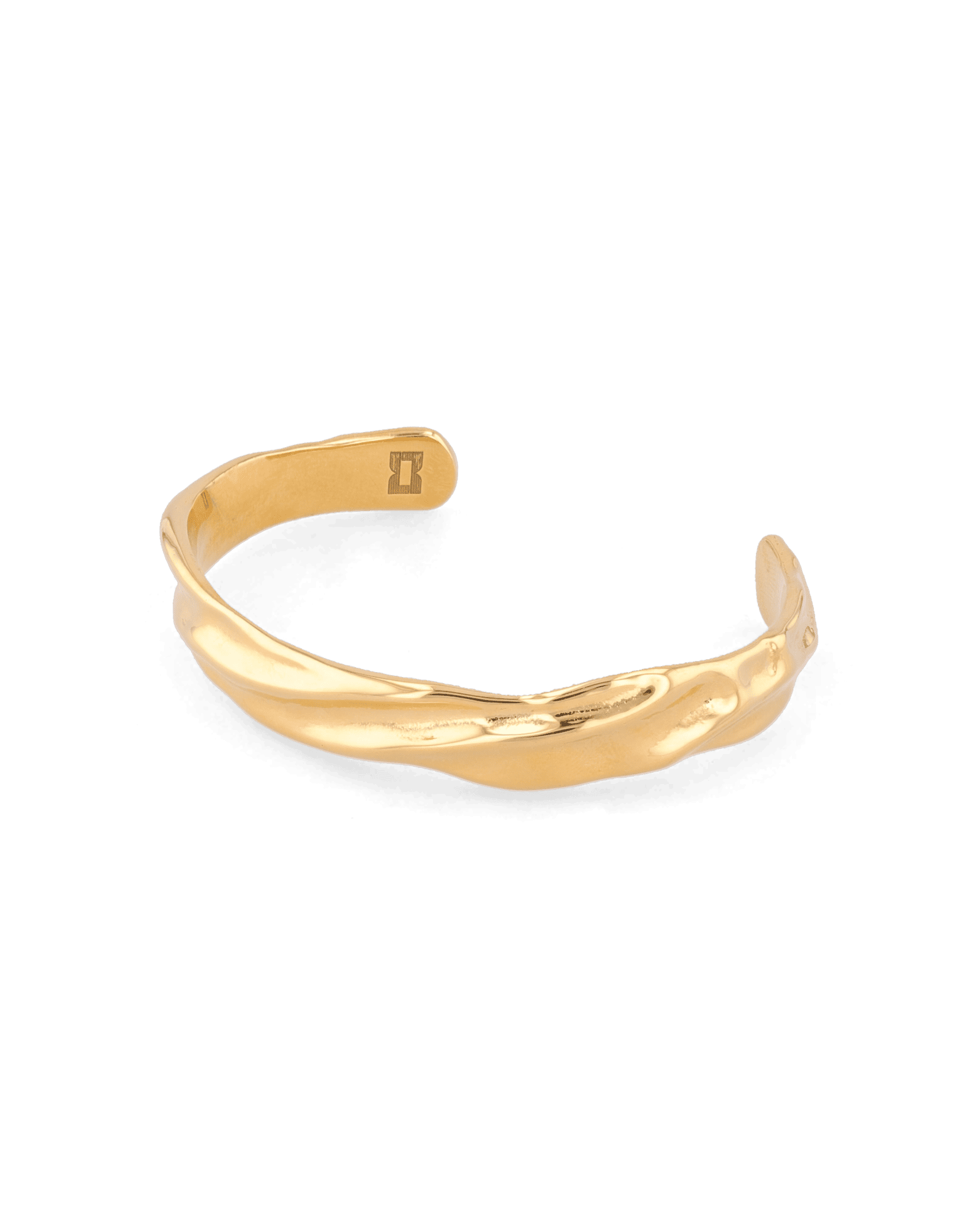 Ocean Whispers Gold Cuff Bracelet by Lavana, sculpted wave profile