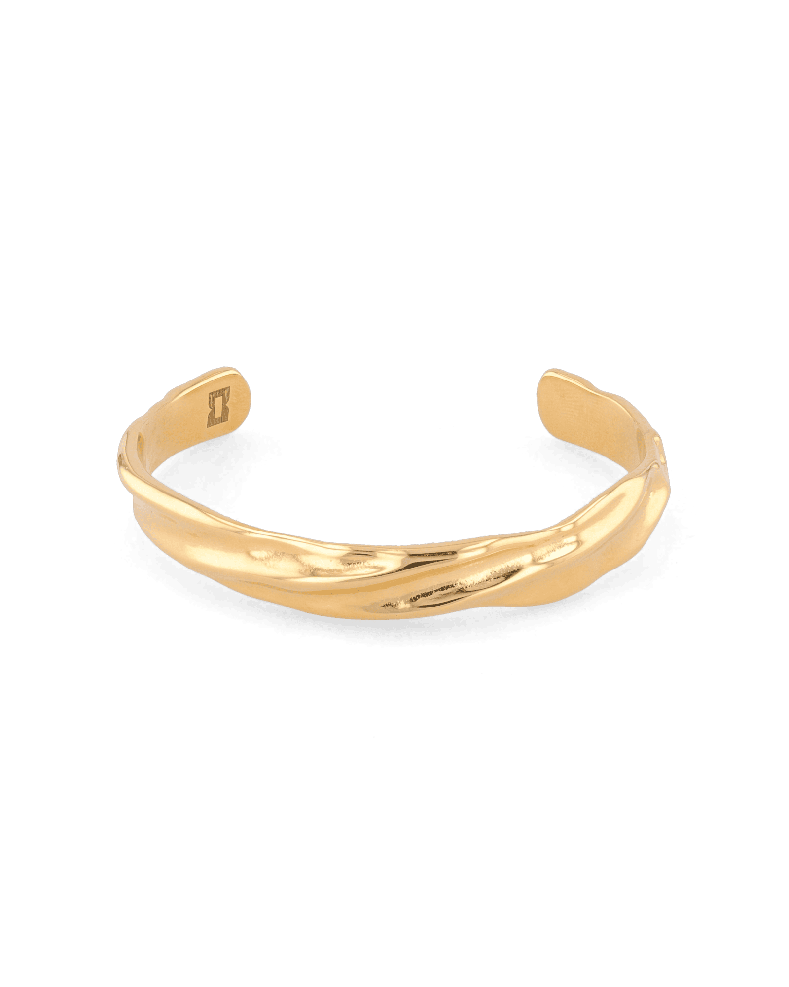 Ocean Whispers Gold Cuff Bracelet by Lavana, sculpted wave profile
