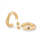 Oceania Gold Hoop Earrings by Lavana, open back wide hoops with wave ridge texture