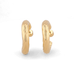 Oceania Gold Hoop Earrings by Lavana, open back wide hoops with wave ridge texture
