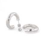 Oceania Sterling Silver Hoop Earrings by Lavana, open back wide hoops with wave ridge texture