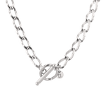 Off Duty T-Bar Silver Chain Necklace by Lavana, chunky link chain with front T bar toggle