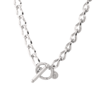 Off Duty T-Bar Silver Chain Necklace by Lavana, chunky link chain with front T bar toggle