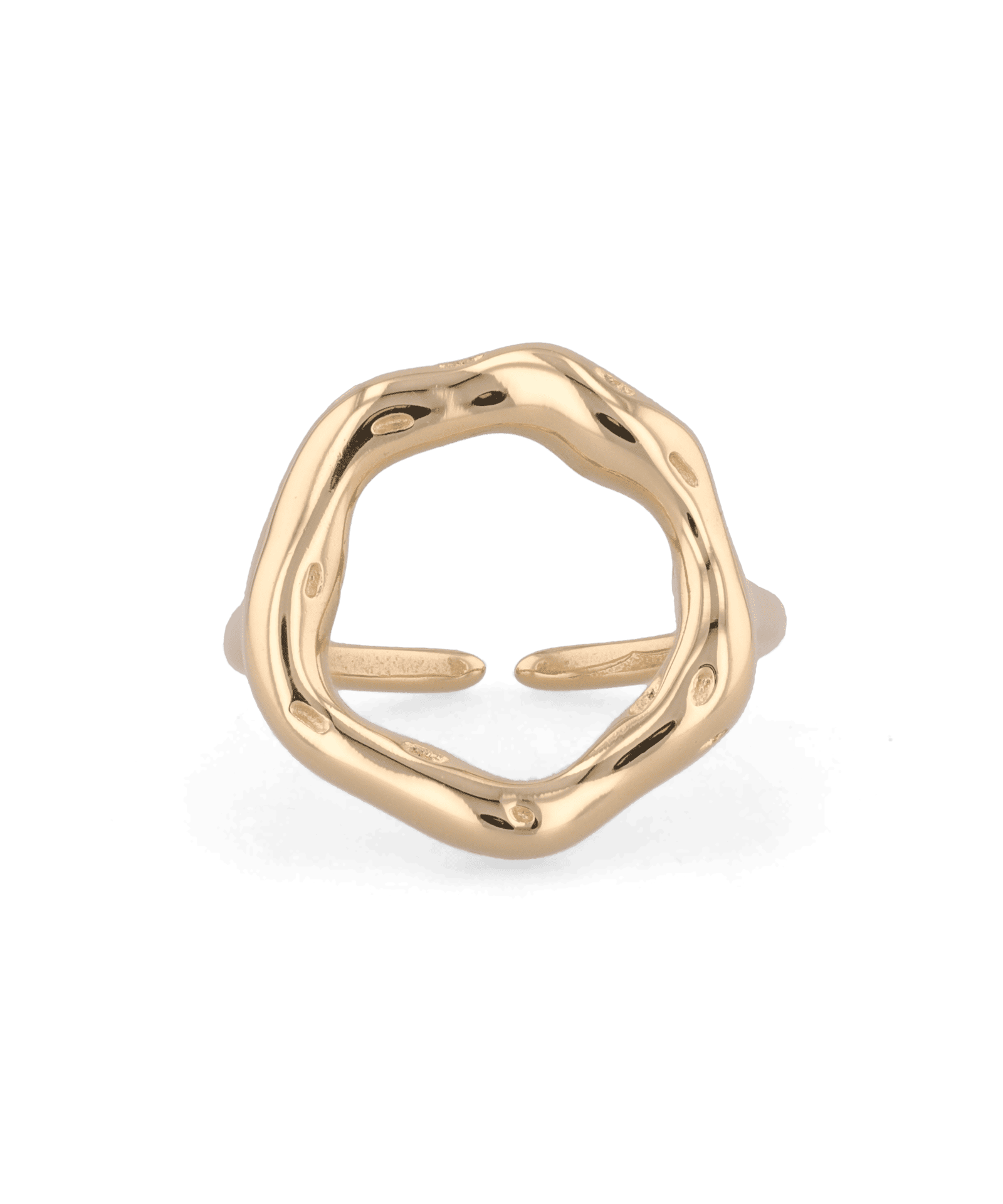 Onda Gold Open Ring by Lavana with polished liquid wave silhouette