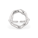 Onda Silver Open Ring by Lavana with polished liquid wave silhouette