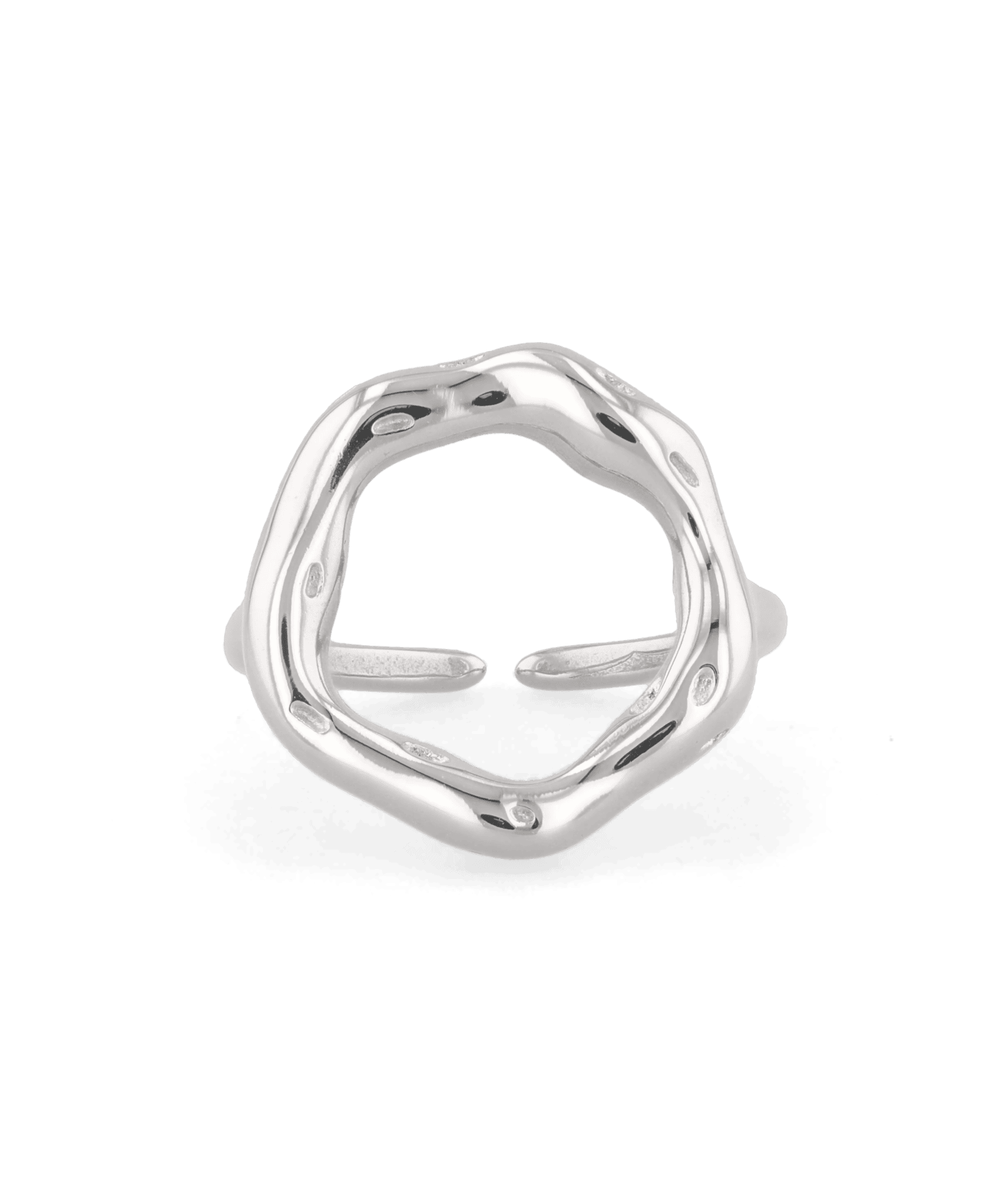 Onda Silver Open Ring by Lavana with polished liquid wave silhouette