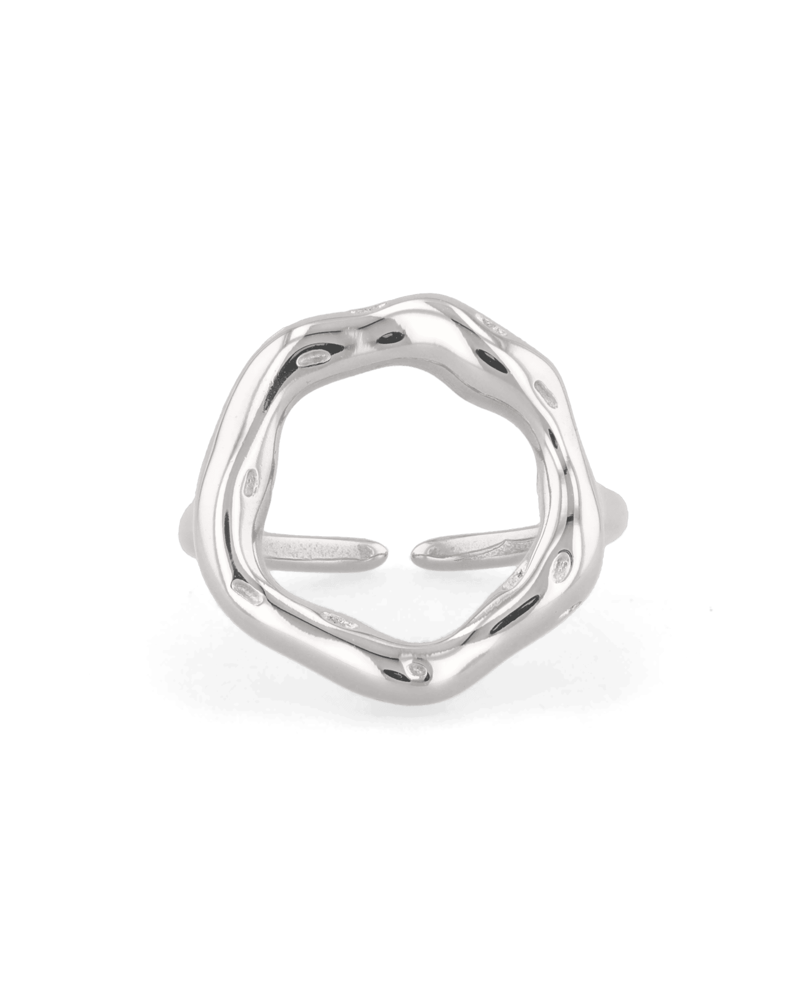 Onda Silver Open Ring by Lavana with polished liquid wave silhouette
