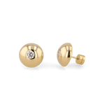 Orbit Gold Stud Earrings Large by LAVANA with rounded bezel and central lab grown diamond
