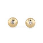Orbit Gold Stud Earrings Large by LAVANA with rounded bezel and central lab grown diamond