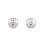 Orbit Silver Stud Earrings Large by LAVANA with rounded bezel and central lab grown diamond
