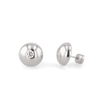 Orbit Silver Stud Earrings Large by LAVANA with rounded bezel and central lab grown diamond