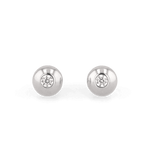 Orbit Silver Stud Earrings Small by LAVANA with rounded bezel and central lab grown diamond