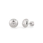 Orbit Silver Stud Earrings Small by LAVANA with rounded bezel and central lab grown diamond
