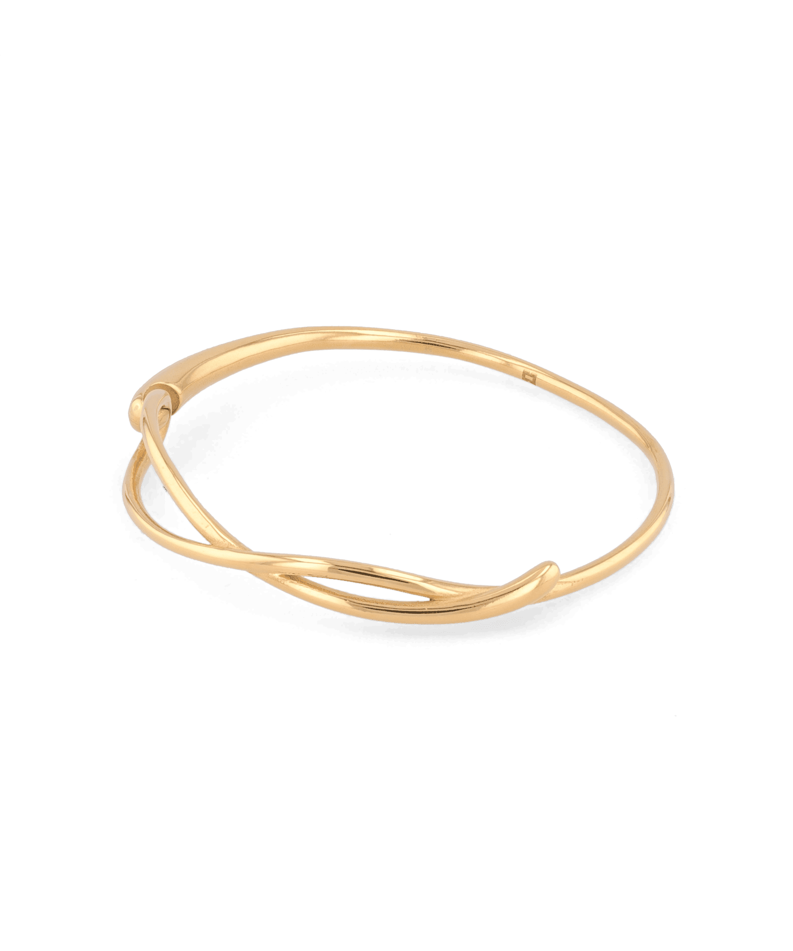 Organic Fluid Gold Bangle with smooth sculptural loop design by Lavana
