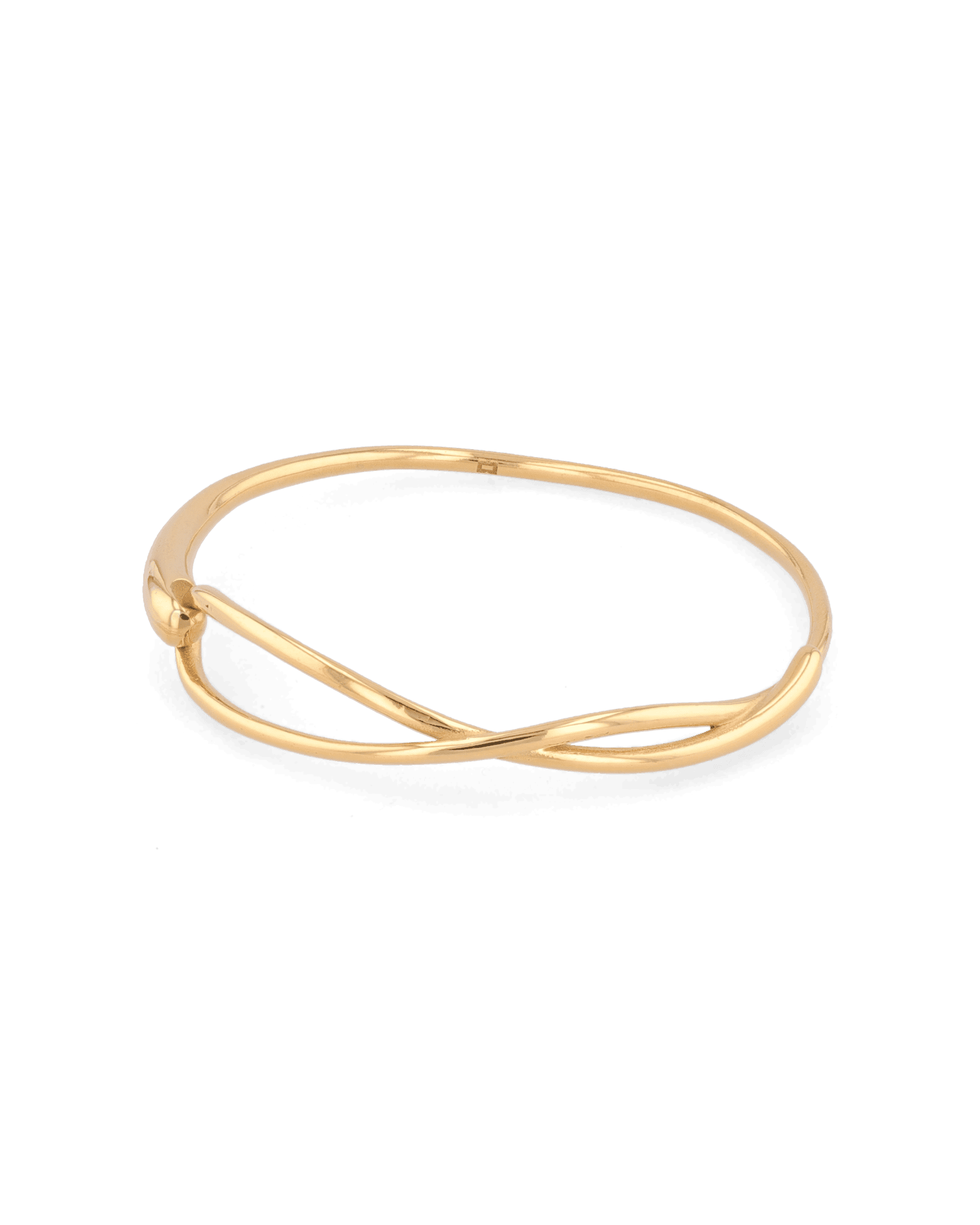 Organic Fluid Gold Bangle with smooth sculptural loop design by Lavana