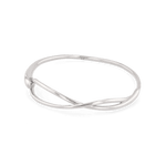 Organic Fluid Silver Bangle with smooth sculptural loop design by Lavana
