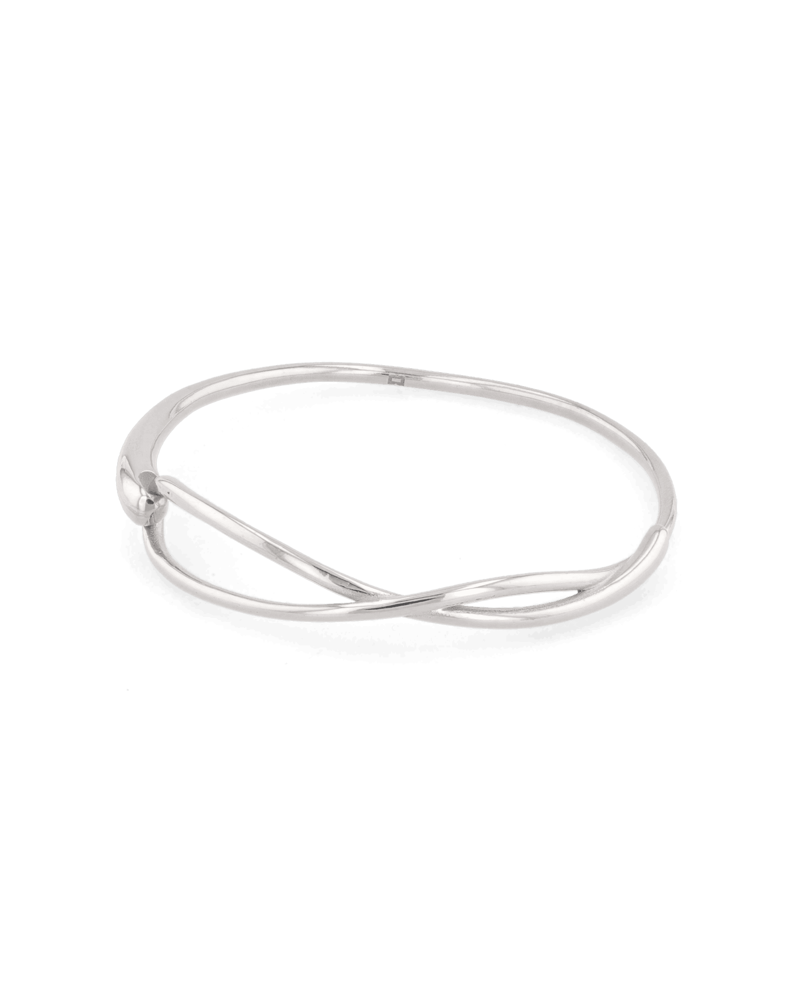 Organic Fluid Silver Bangle with smooth sculptural loop design by Lavana