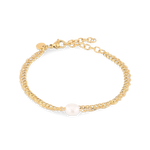 Oslo Gold Pearl Bracelet by LAVANA, textured double strand bracelet with freshwater pearl
