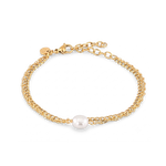 Oslo Gold Pearl Bracelet by LAVANA, textured double strand bracelet with freshwater pearl