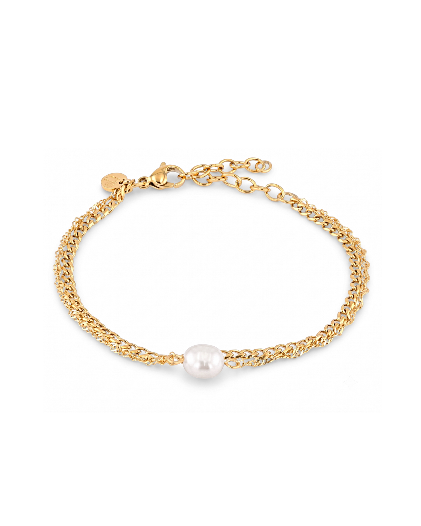 Oslo Gold Pearl Bracelet by LAVANA, textured double strand bracelet with freshwater pearl