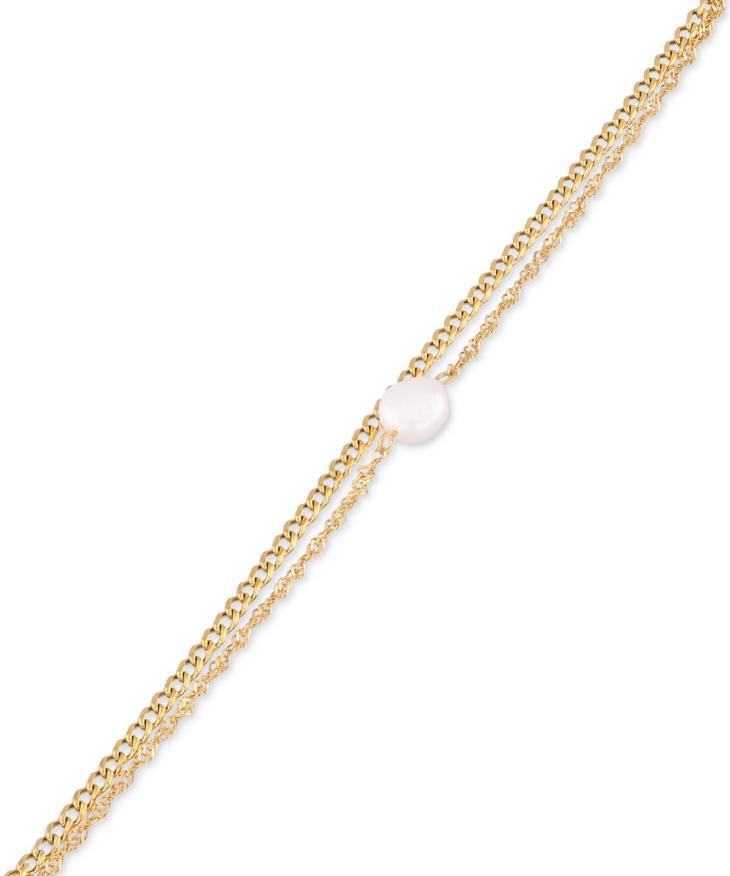 Oslo Gold Pearl Bracelet by LAVANA, textured double strand bracelet with freshwater pearl