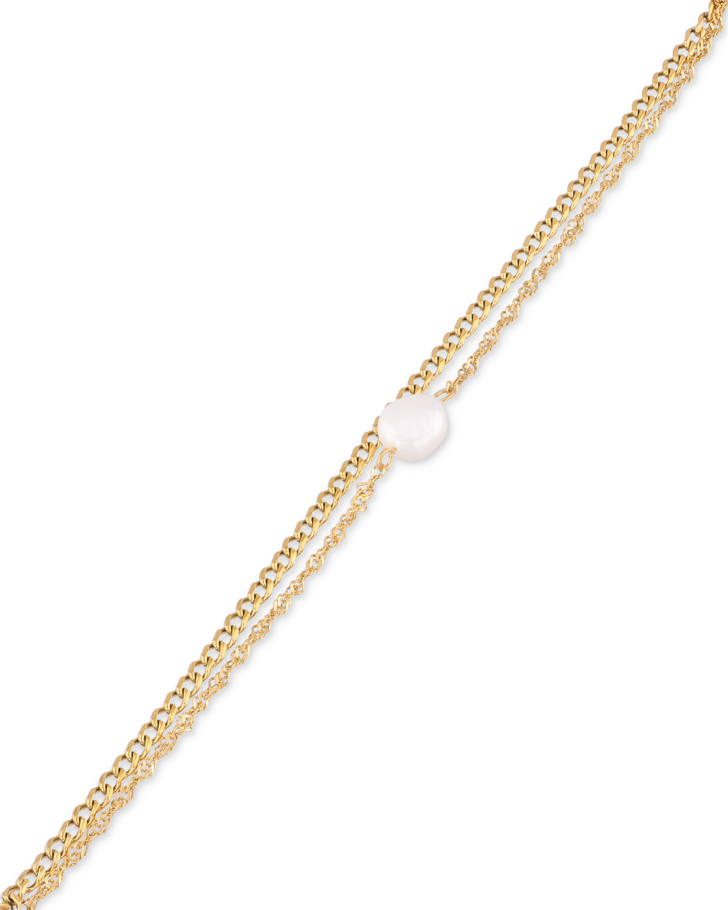 Oslo Gold Pearl Bracelet by LAVANA, textured double strand bracelet with freshwater pearl
