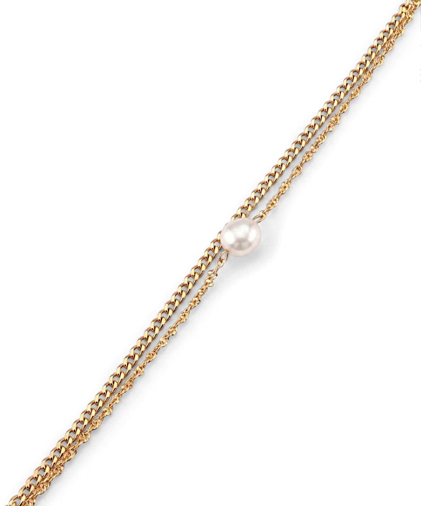 Oslo Gold Pearl Bracelet by LAVANA, textured double strand bracelet with freshwater pearl