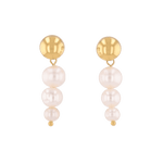 Palma Gold Pearl Earrings by LAVANA, stud earrings with graduation pearl charm drop