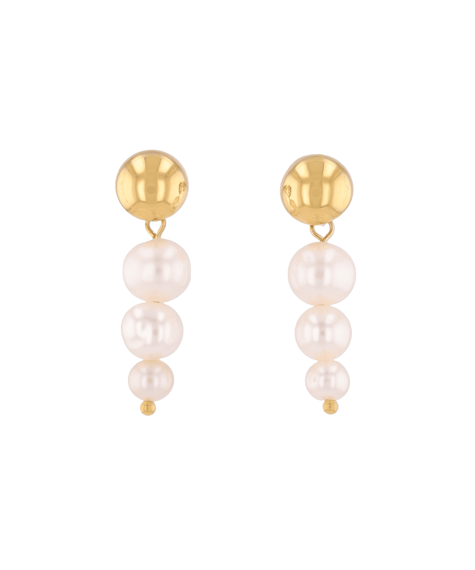 Palma Gold Pearl Earrings by LAVANA, stud earrings with graduation pearl charm drop