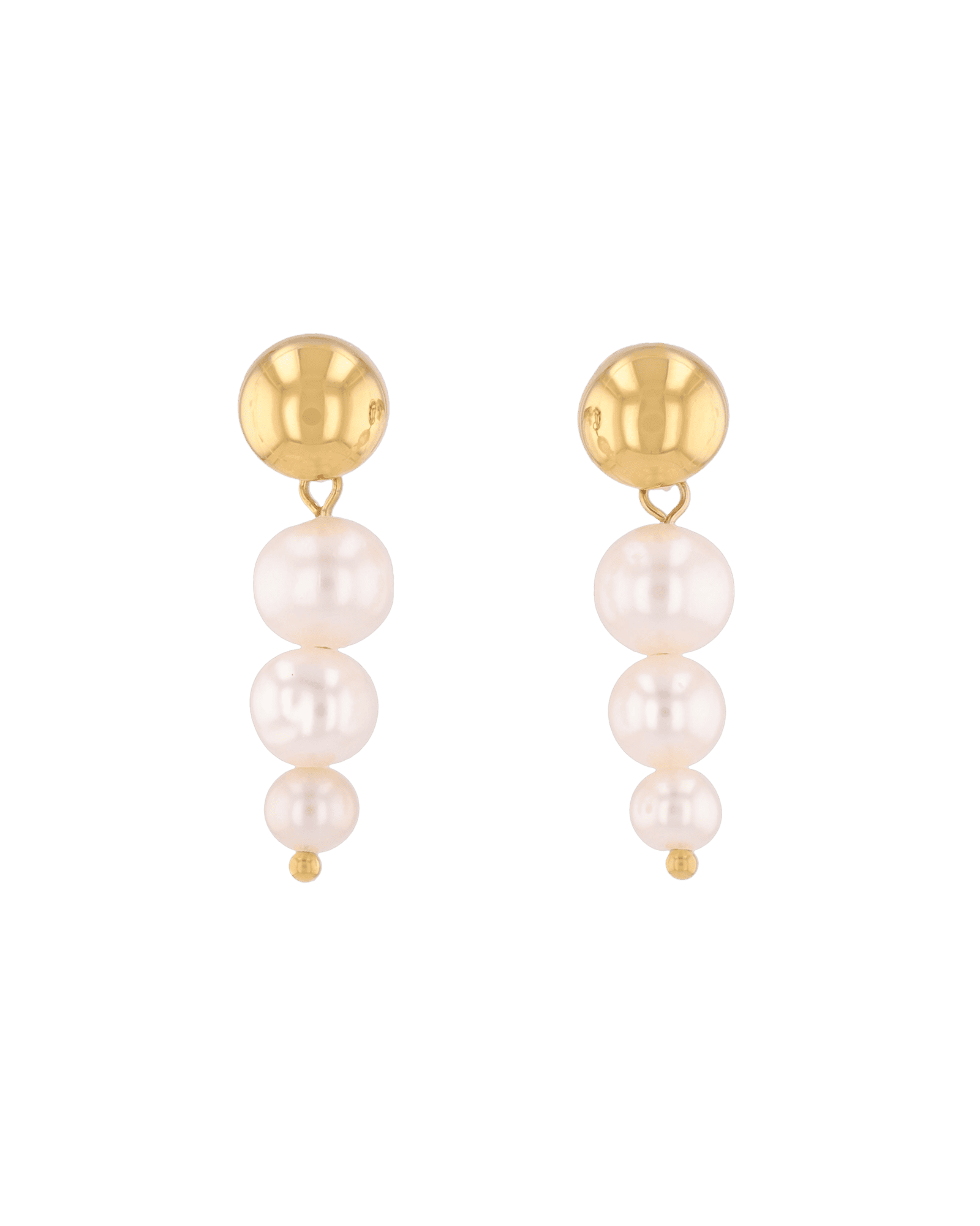 Palma Gold Pearl Earrings by LAVANA, stud earrings with graduation pearl charm drop
