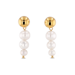 Palma Gold Pearl Earrings by LAVANA, stud earrings with graduation pearl charm drop