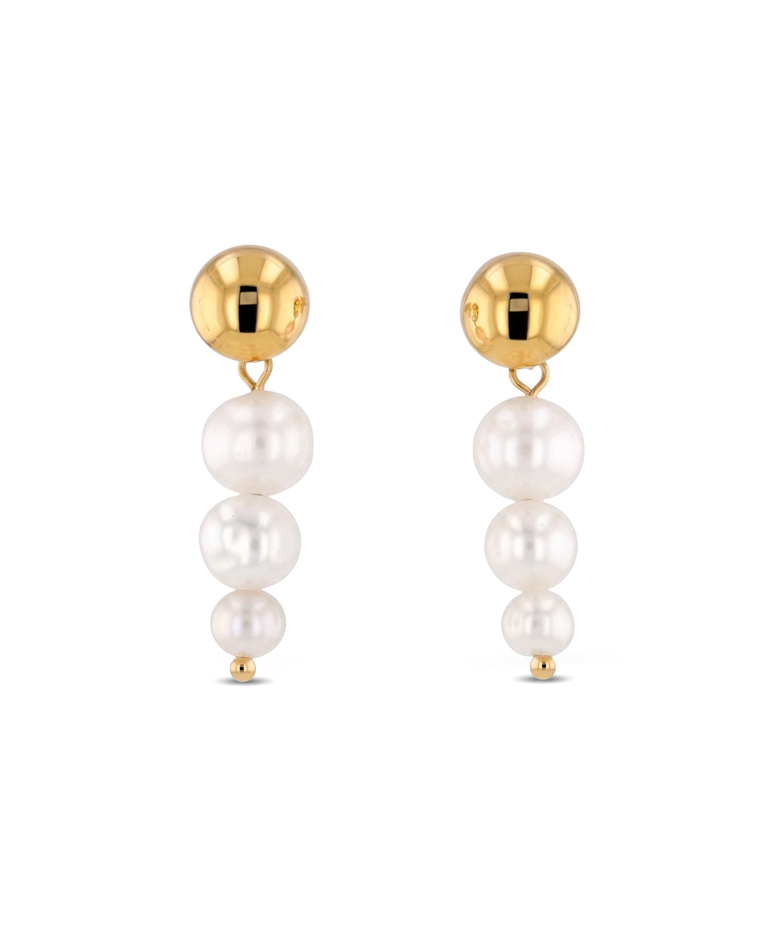 Palma Gold Pearl Earrings by LAVANA, stud earrings with graduation pearl charm drop