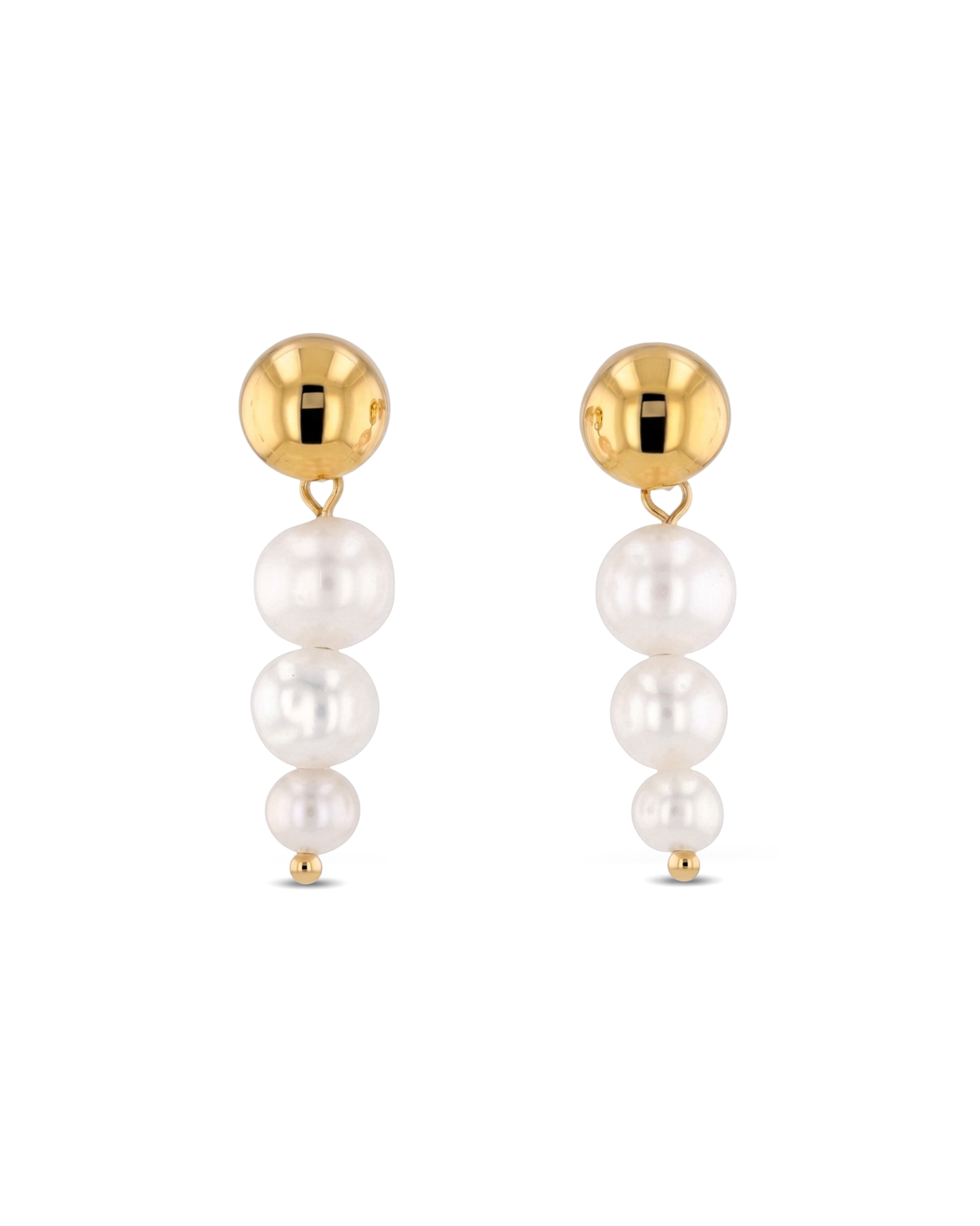 Palma Gold Pearl Earrings by LAVANA, stud earrings with graduation pearl charm drop