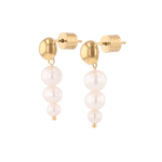 Palma Gold Pearl Earrings by LAVANA, stud earrings with graduation pearl charm drop